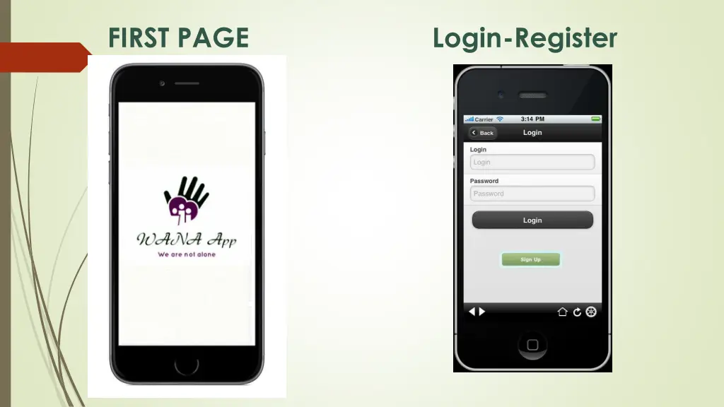 first page login register