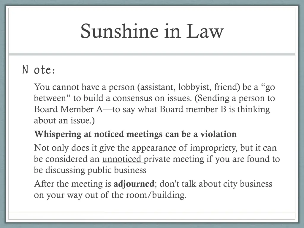 sunshine in law