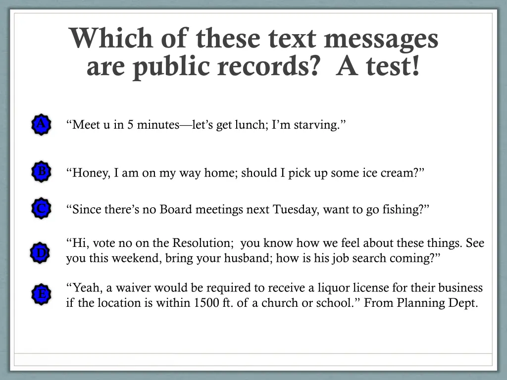 which of these text messages are public records