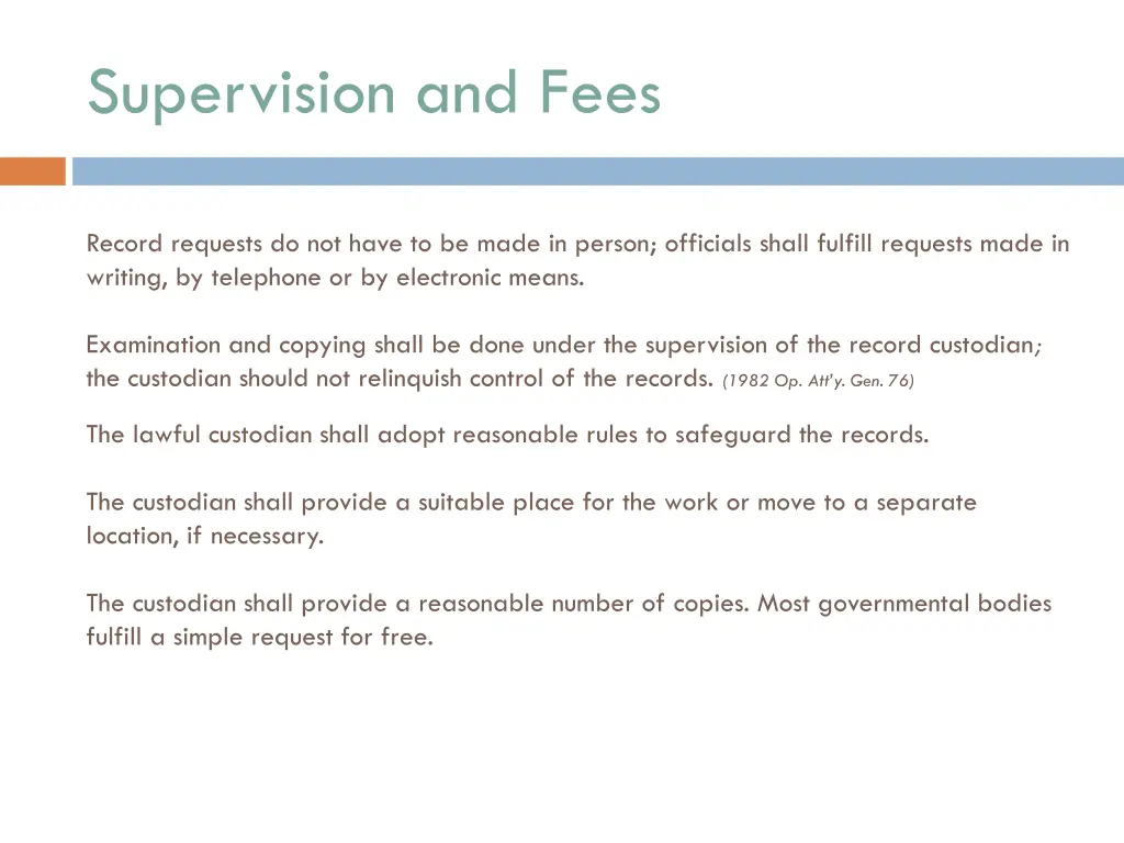 supervision and fees