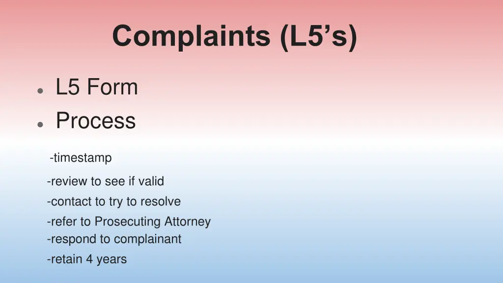 complaints l5 s