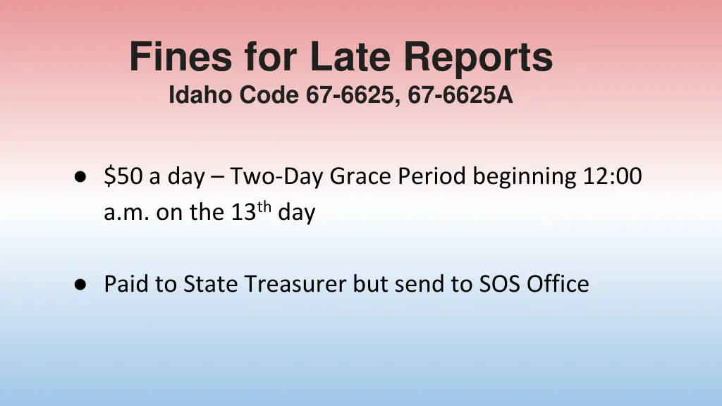 fines for late reports idaho code 67 6625 67 6625a