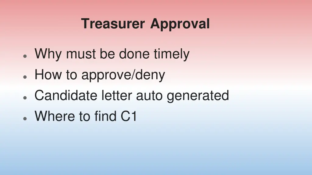 treasurer approval