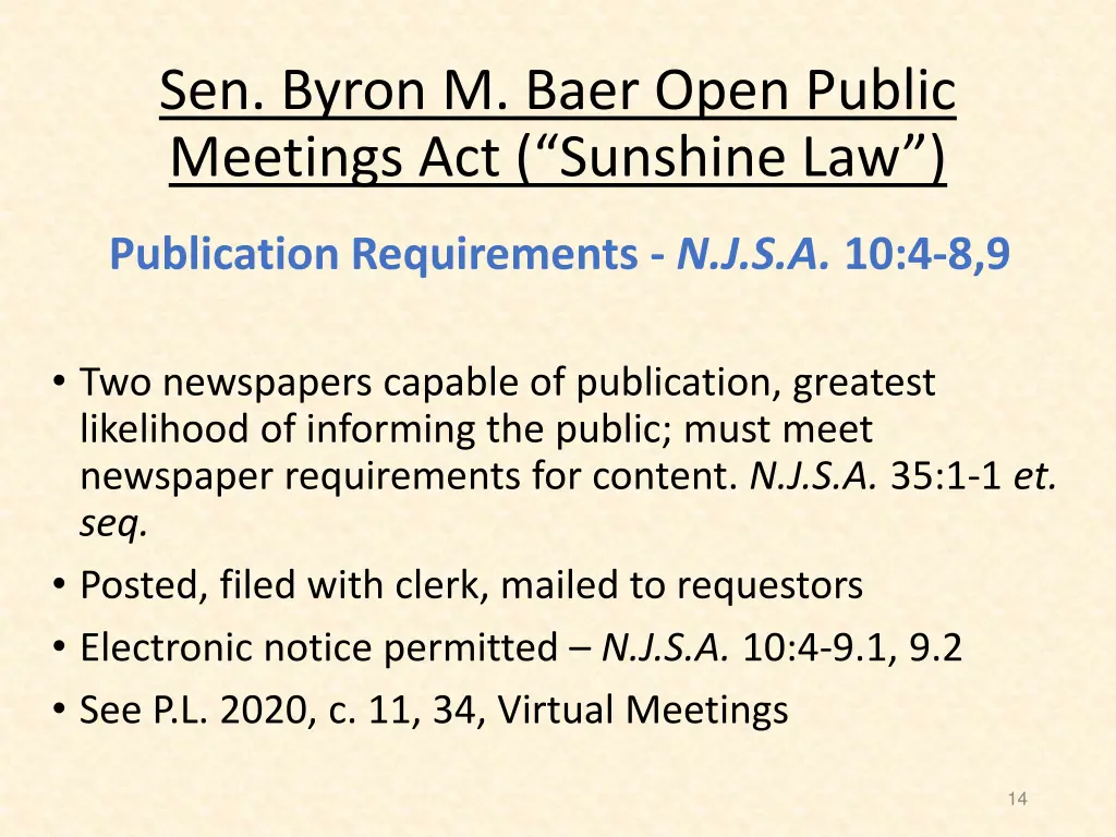 sen byron m baer open public meetings 10