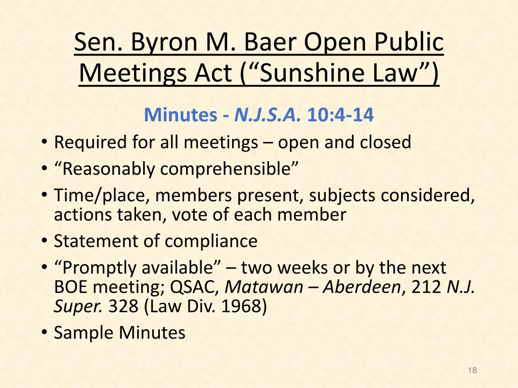 sen byron m baer open public meetings 14