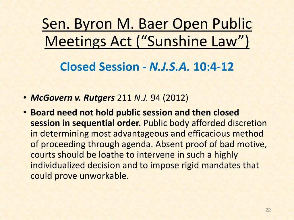 sen byron m baer open public meetings 17