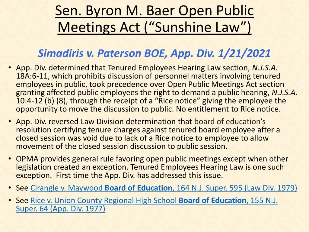 sen byron m baer open public meetings 28