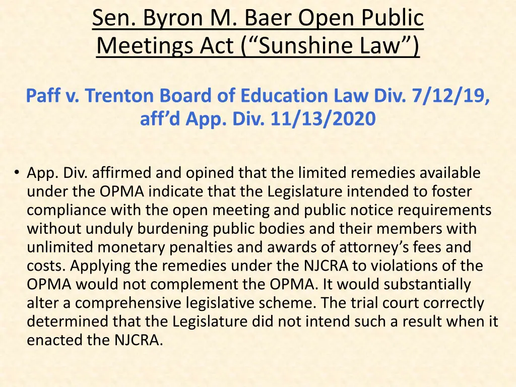 sen byron m baer open public meetings 34