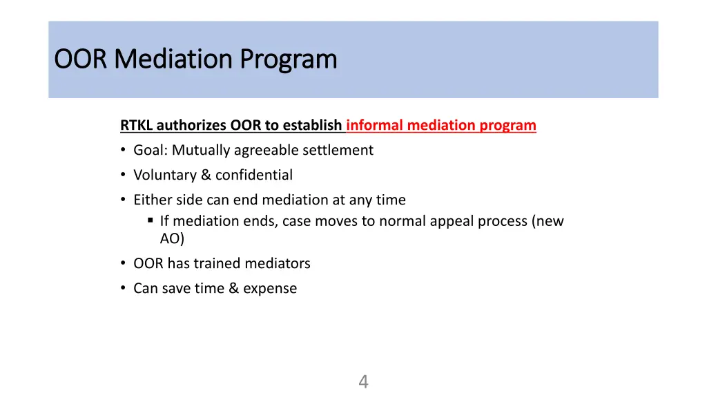 oor mediation program oor mediation program