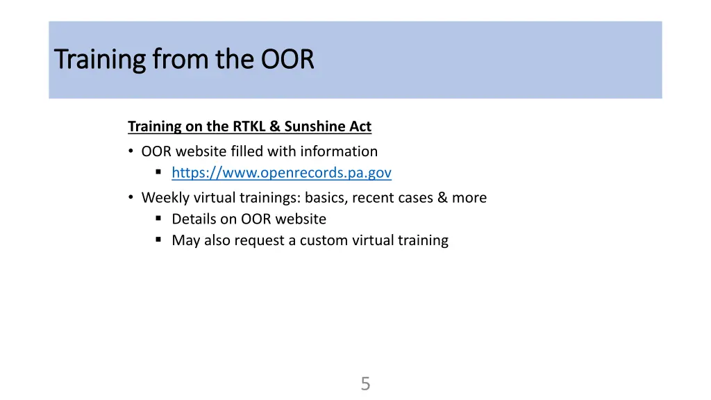 training from the oor training from the oor