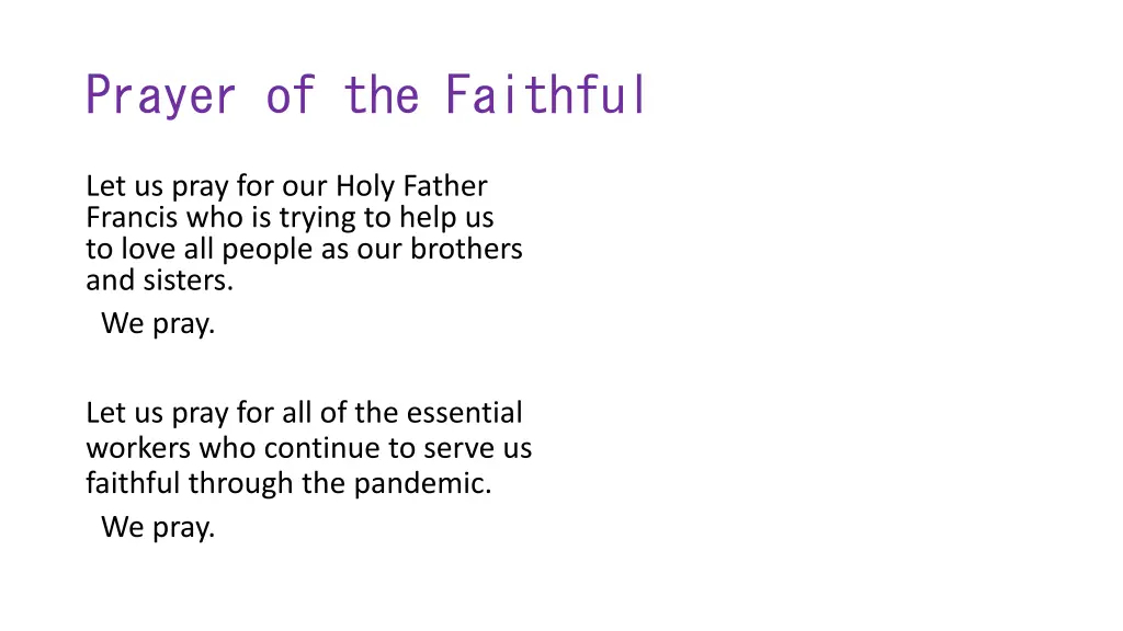 prayer of the faithful