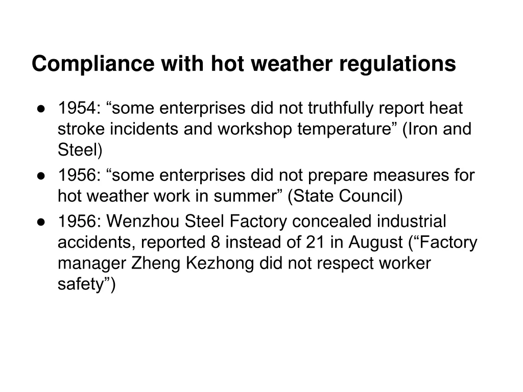 compliance with hot weather regulations