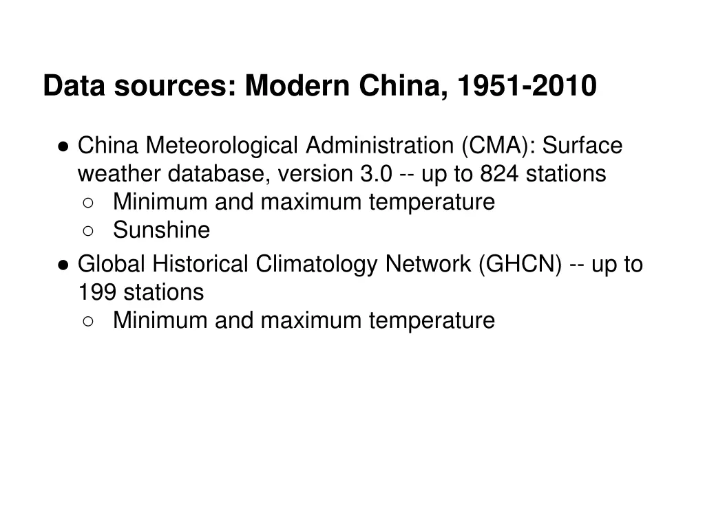 data sources modern china 1951 2010