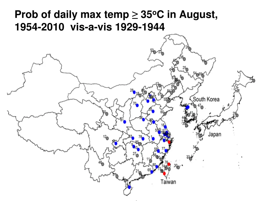 prob of daily max temp 35 o c in august 1954 2010