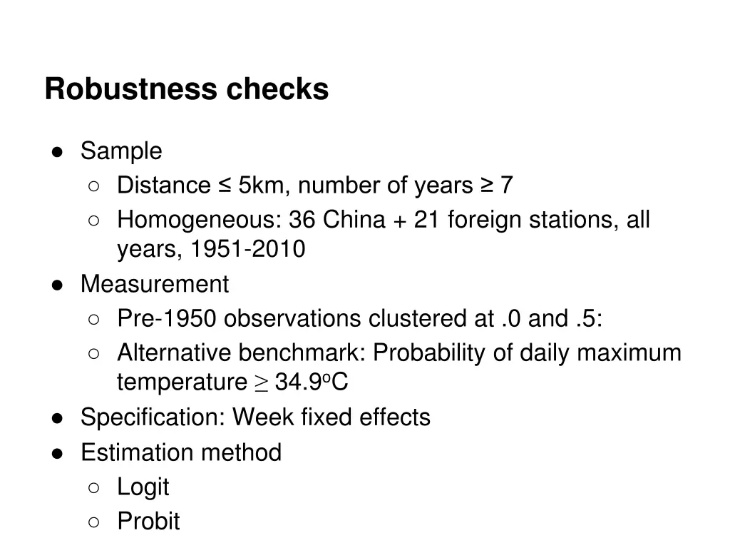 robustness checks