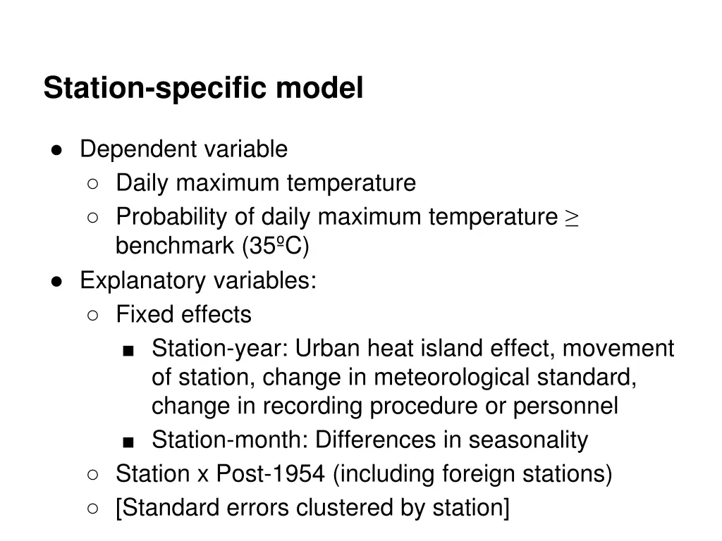 station specific model