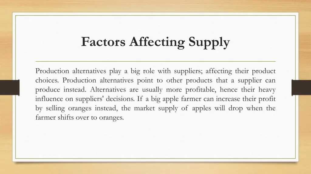 factors affecting supply