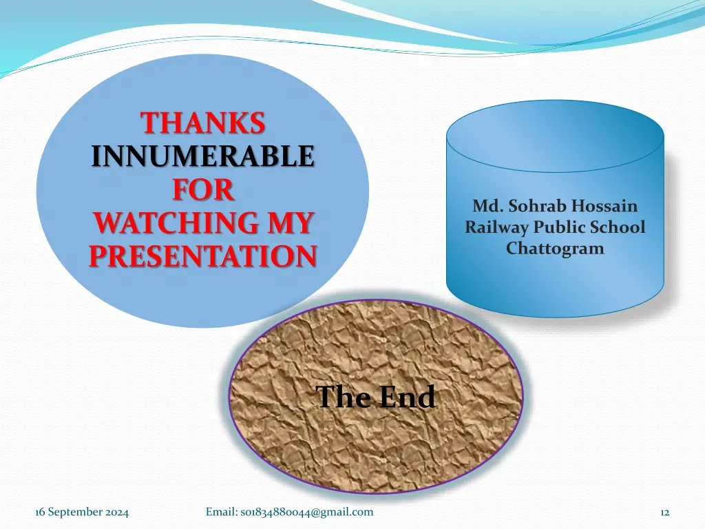 thanks innumerable for watching my presentation