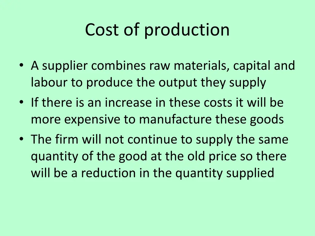 cost of production