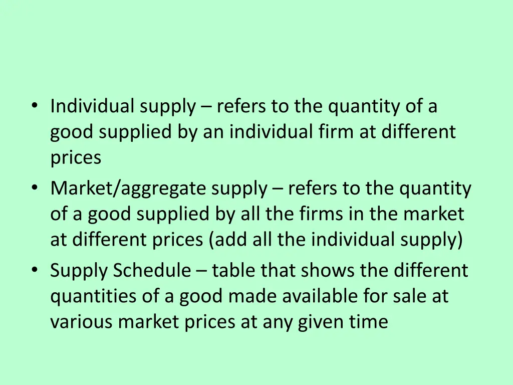 individual supply refers to the quantity