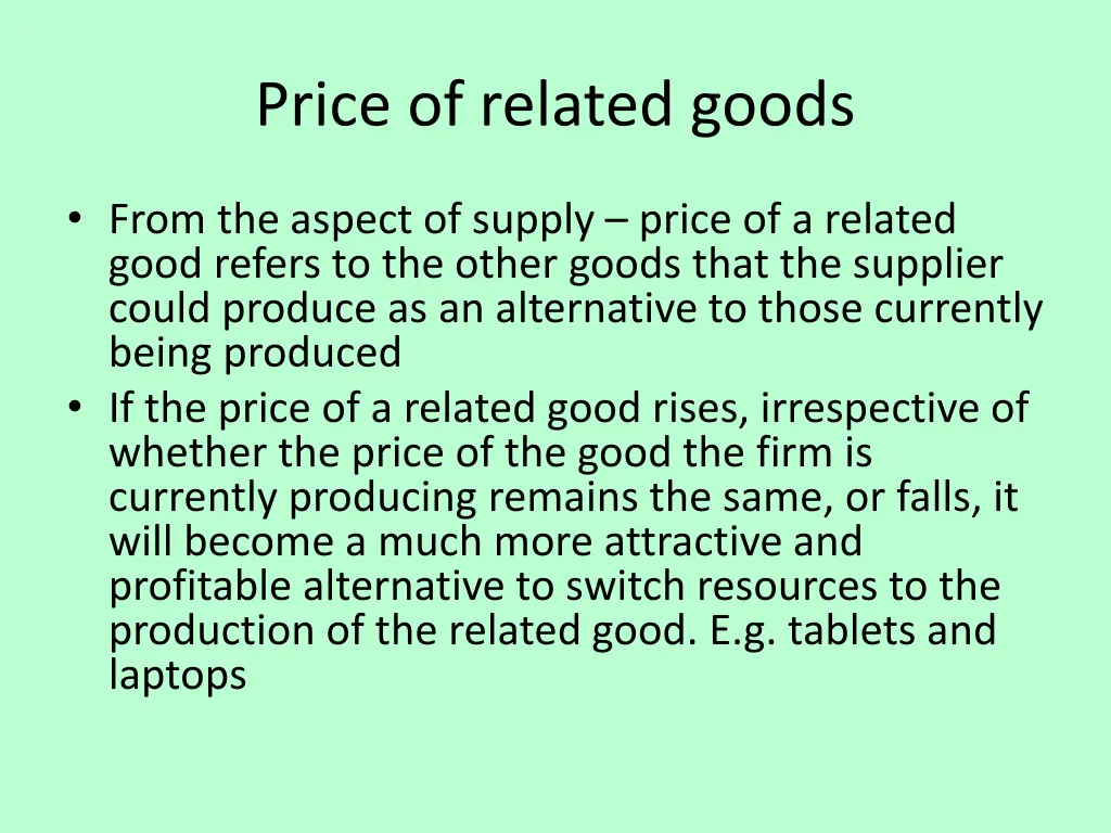 price of related goods