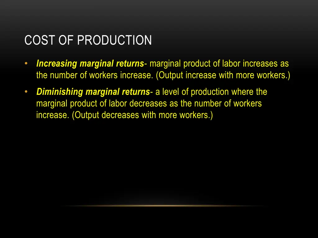 cost of production 2