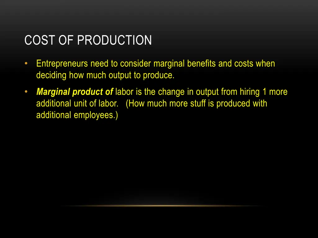 cost of production