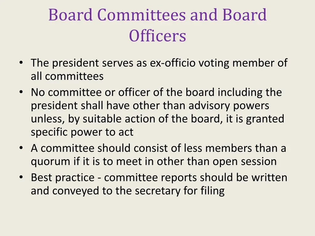 board committees and board officers