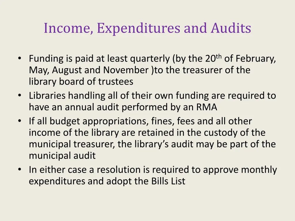 income expenditures and audits