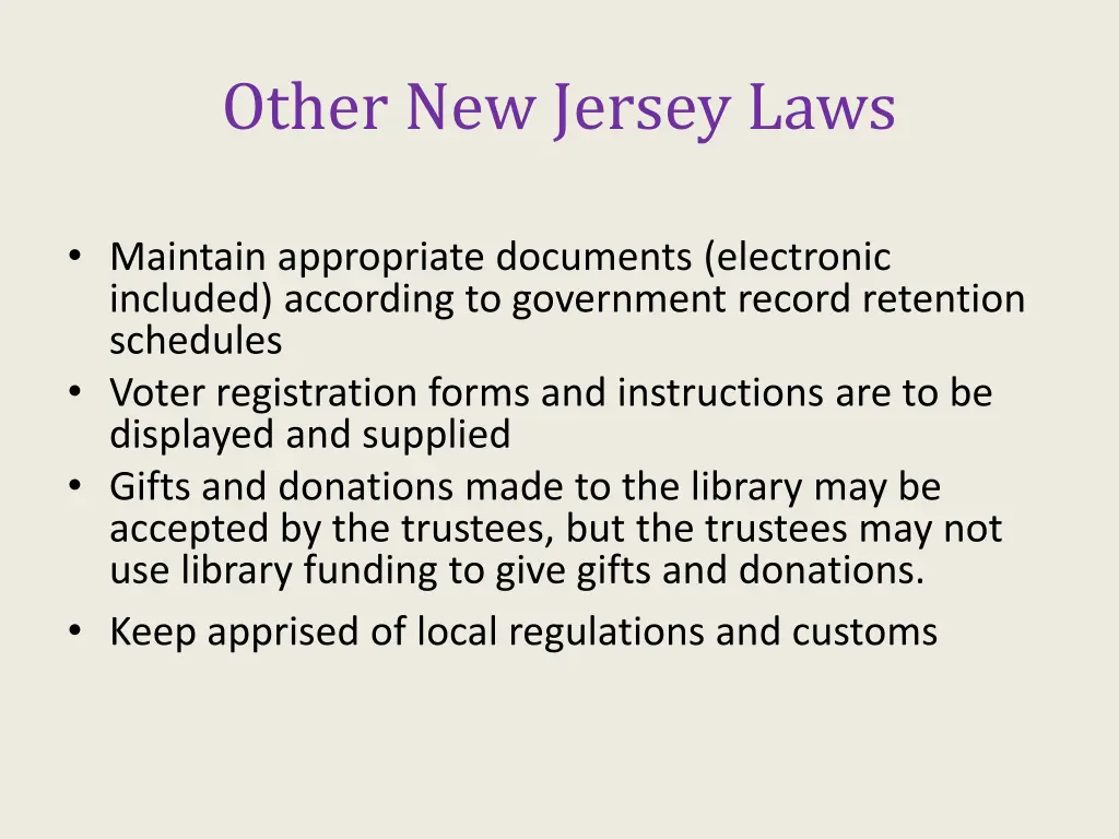 other new jersey laws