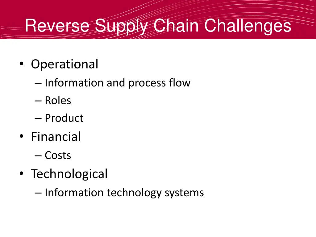 reverse supply chain challenges