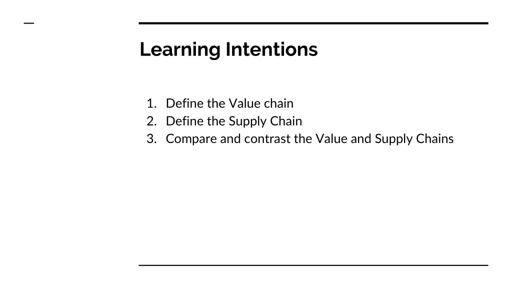 learning intentions