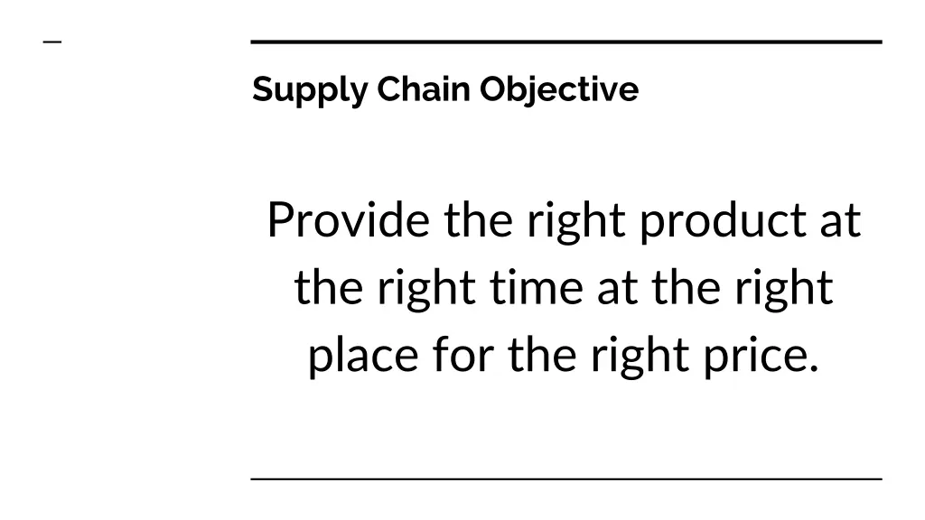 supply chain objective