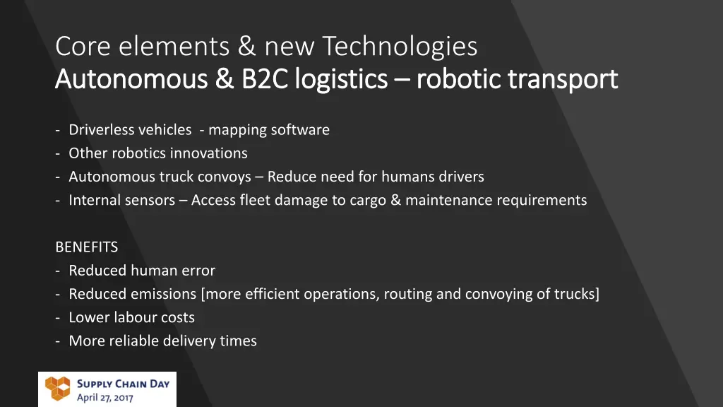 core elements new technologies autonomous