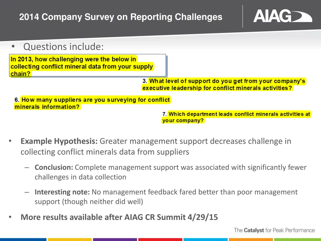 2014 company survey on reporting challenges 1