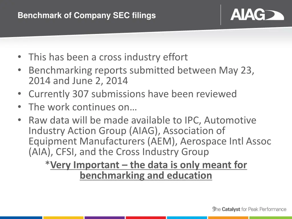 benchmark of company sec filings