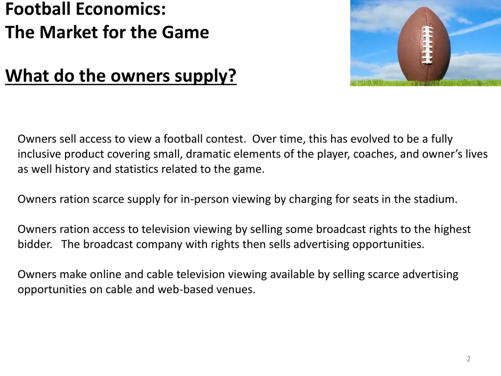 football economics the market for the game 1