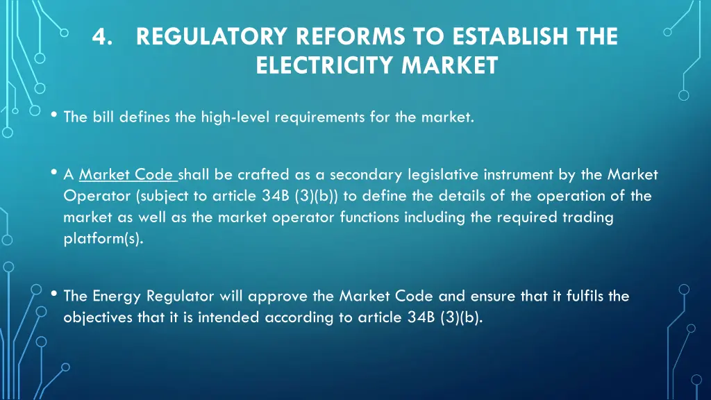 4 regulatory reforms to establish the electricity