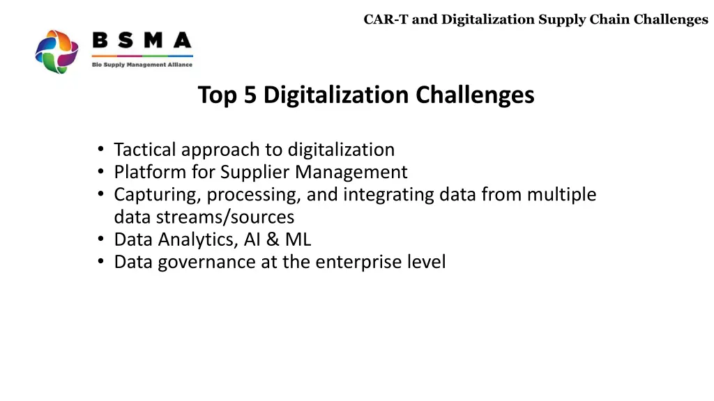 car t and digitalization supply chain challenges