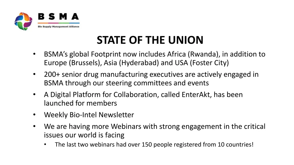 state of the union bsma s global footprint