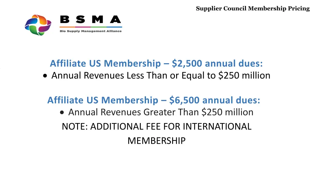 supplier council membership pricing