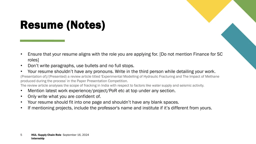 resume notes resume notes