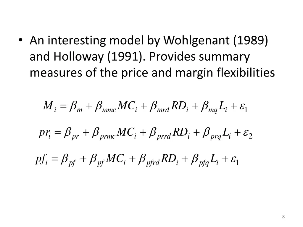 an interesting model by wohlgenant 1989