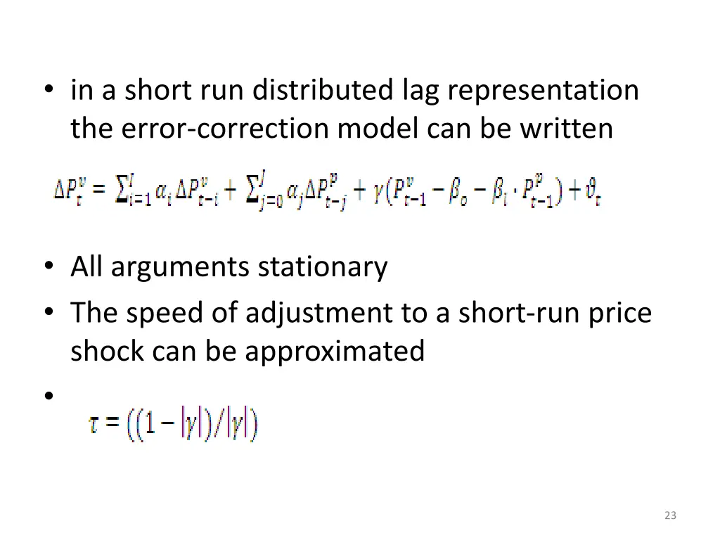 in a short run distributed lag representation