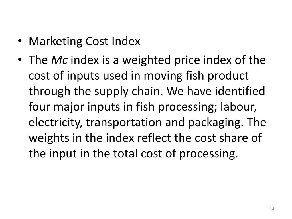 marketing cost index the mc index is a weighted