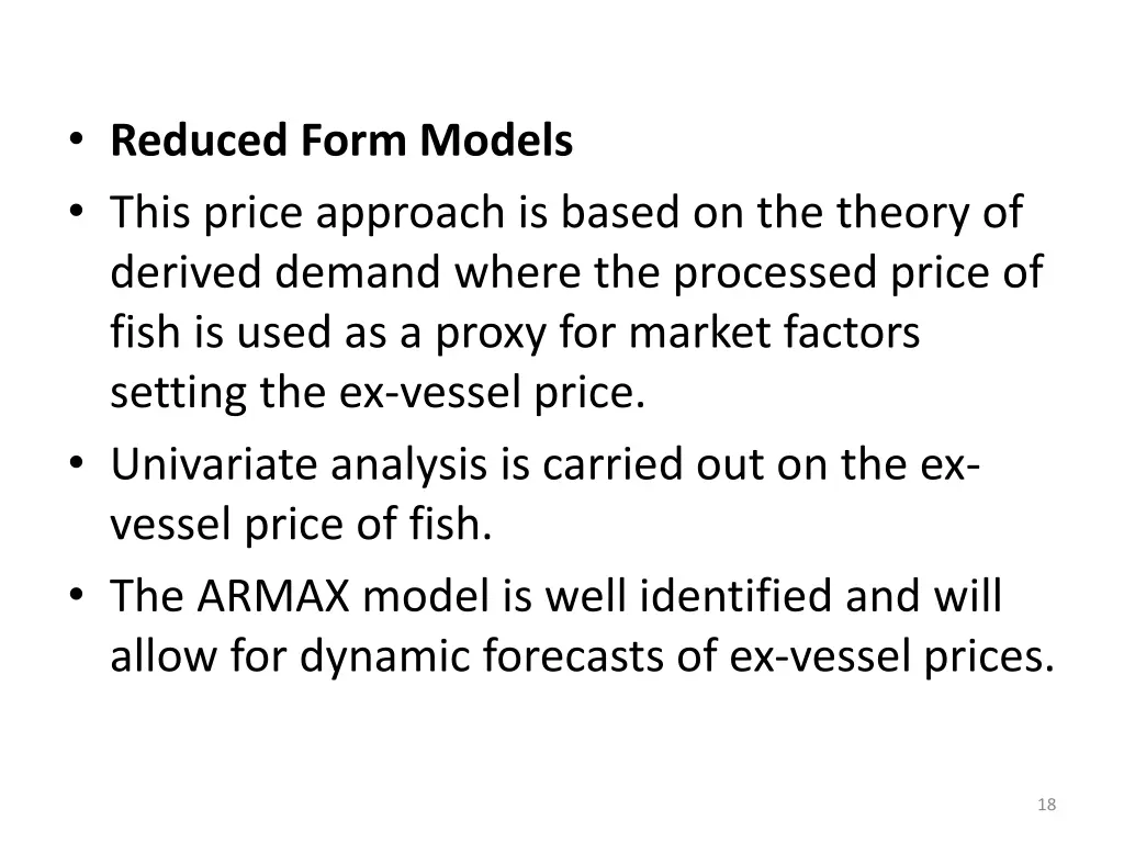 reduced form models this price approach is based