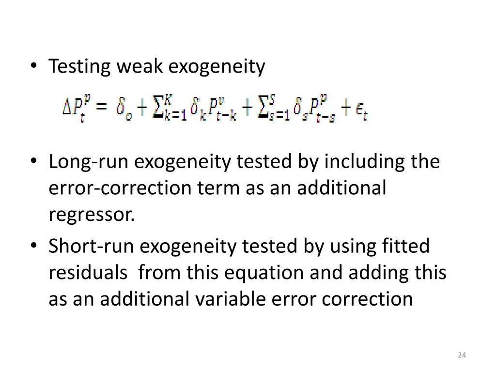 testing weak exogeneity