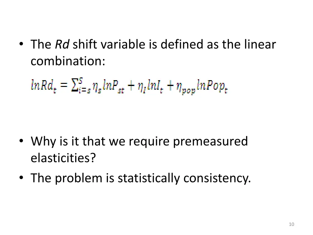 the rd shift variable is defined as the linear