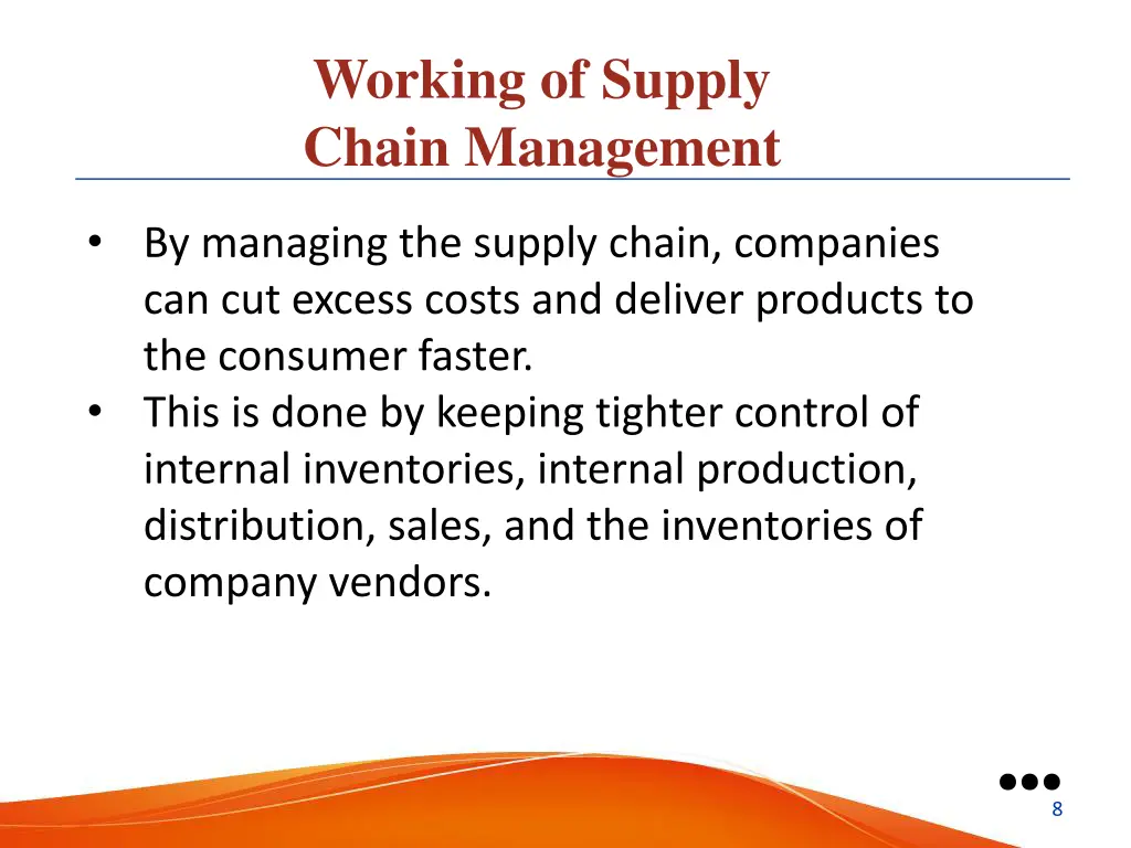 working of supply chain management 1