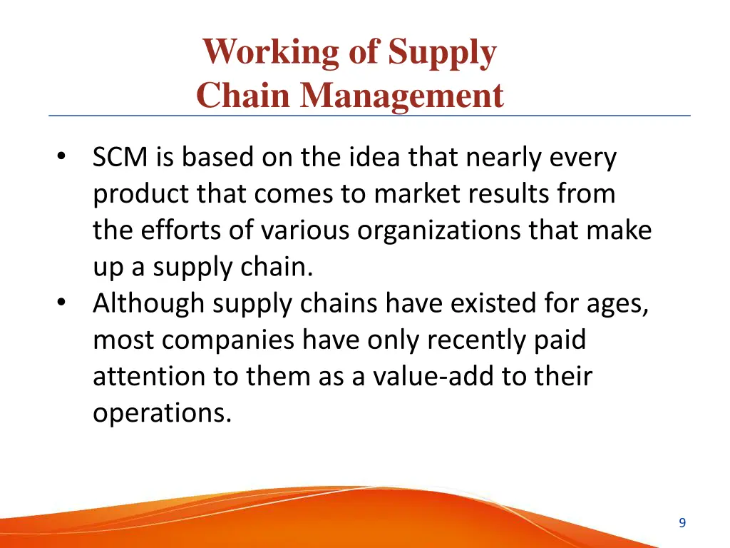 working of supply chain management 2